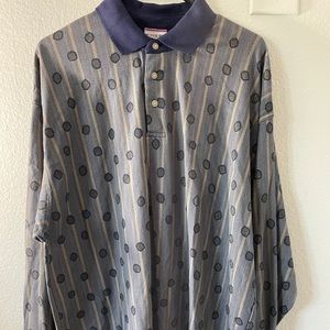 Vintage medallion long sleeve polo